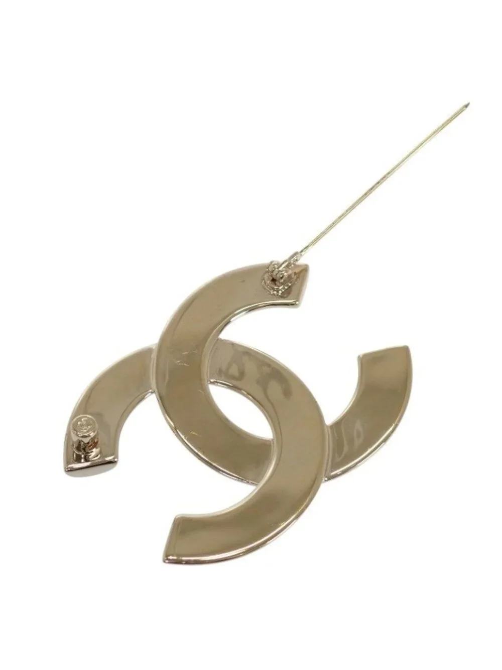 Chanel CC Logo Brooch CC Metal Gold Golden Simple Accessory